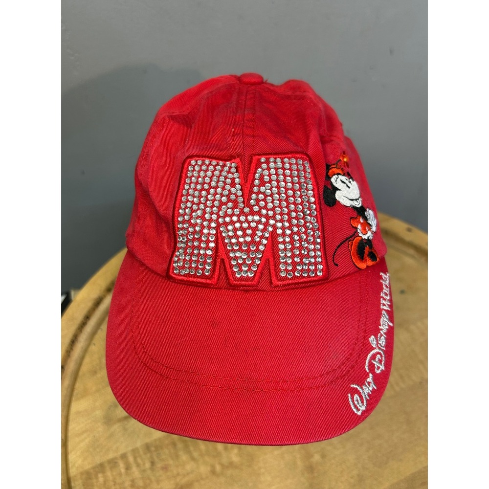 Disney Kids Youth Red Minnie Mouse Rhinestone M Walt Disney World Baseball Cap